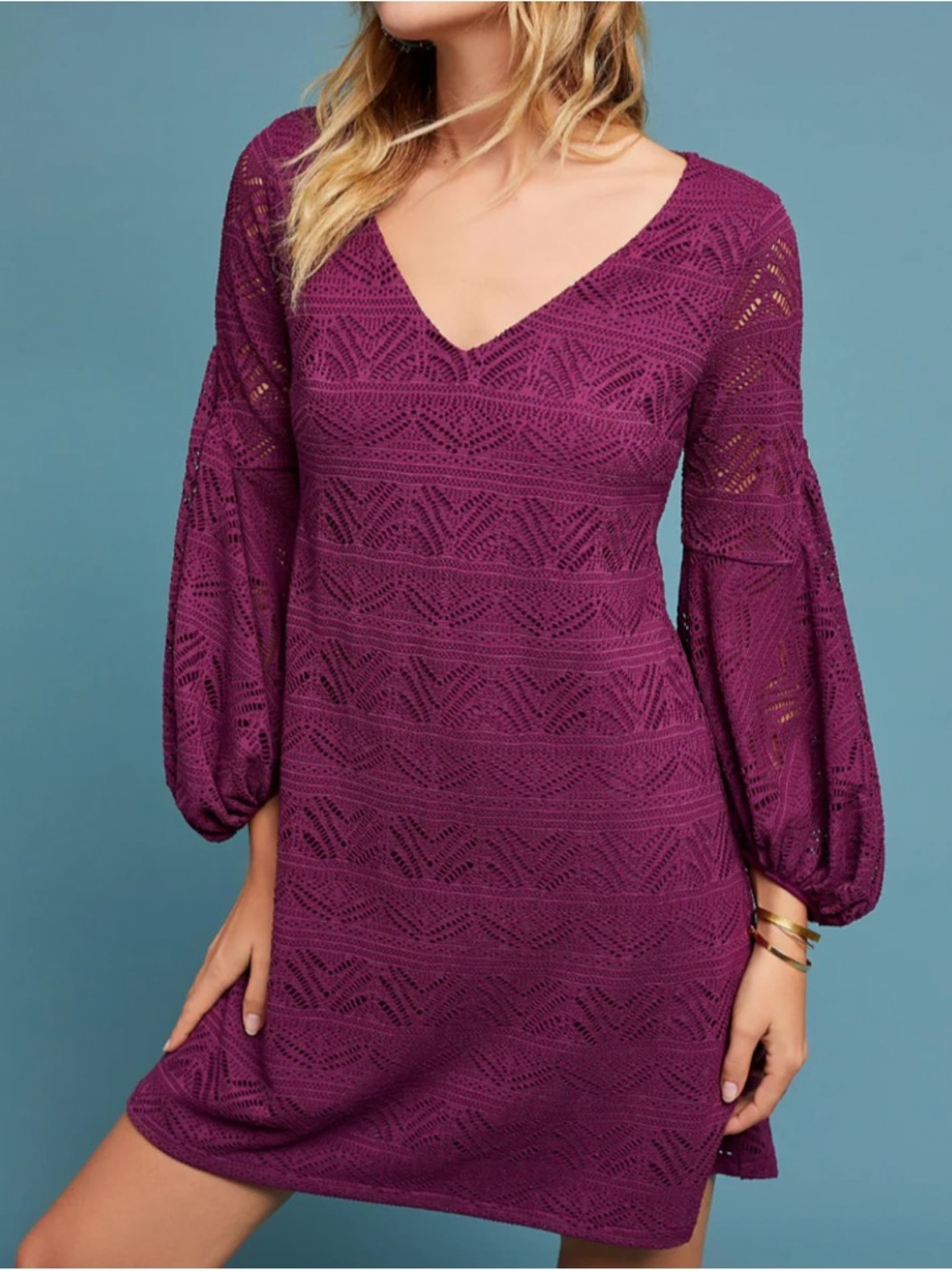 Anthropologie Maeve Laila Lace Balloon Sleeve Dress | Sz Sm | EUC